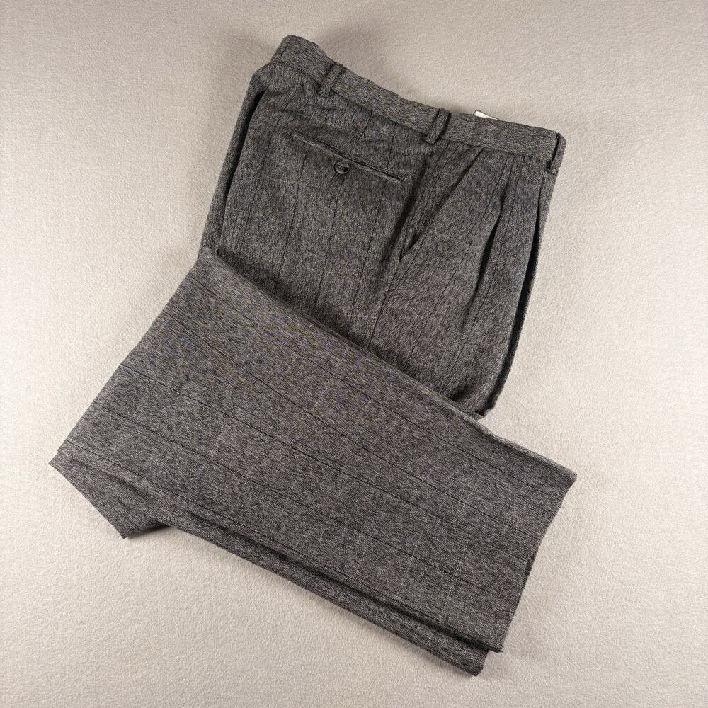 Original Penguin Men's 40x30 Gray Plaid Dress Pants Flat Front